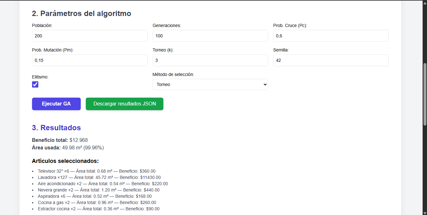 Simulador GA - Configuración