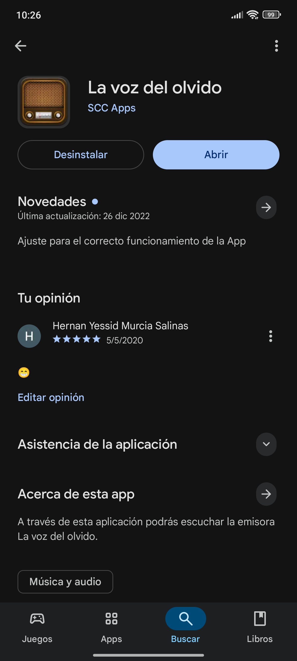 La Voz Del Olvido - Pantalla principal