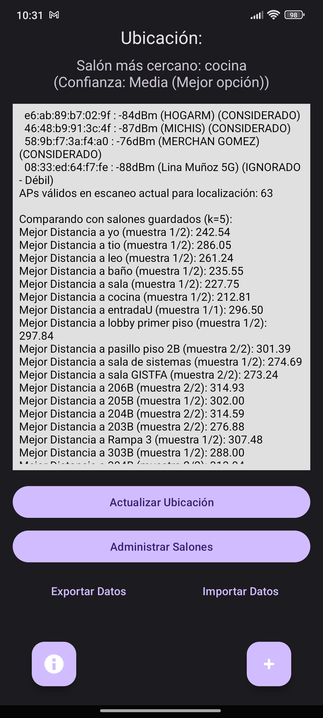 IndoorWifi - Pantalla de escaneo