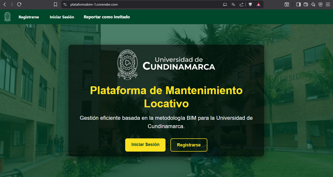 Pantalla de inicio Plataforma BIM